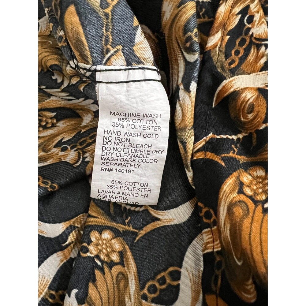 Silver Stone Modern Fit Men’s XXL Black Gold Baroque Button Up Dress Shirt - Picture 7 of 8